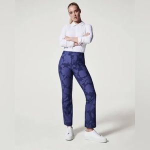 SPANX Women Size Large Kick Flare Sunshine Floret Navy Pants NWT